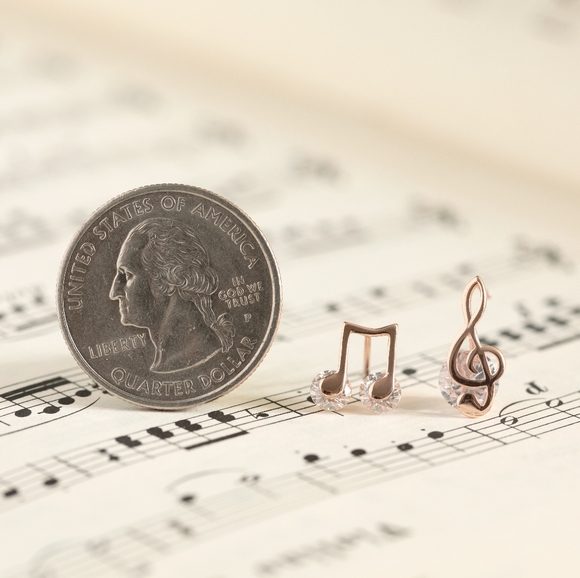 Rose Gold Musical Studs (S925) - Only 1 left! - Picture 6 of 6